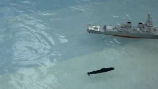 Unknown submarine attacks US battle ship