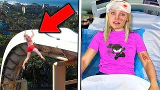 Payton fell off the water slide, then.. (Ninja Kidz TV)