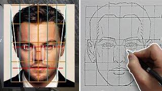 How to Draw FACES with ACCURATE PROPORTIONS & FEATURES (Front View) - Tutorial