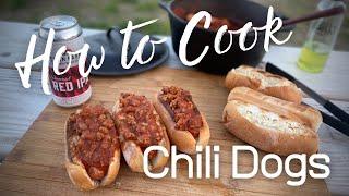 How To Cook Chili Dogs | Grilling on the Campfire 