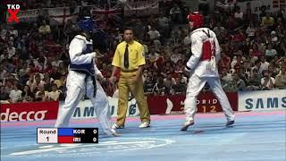 Taekwondo Worlds 2005 Male Middle Weight Semi Final - Seon Taek Oh (Korea) vs Yossef Karami (Iran)