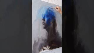 Building intense color with Blue oil paint.