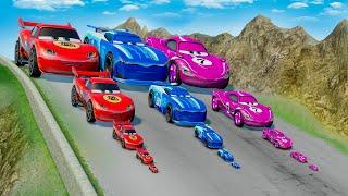 Big & Small Dragon Lightning McQueen vs Big & Small Cam Spinner vs Racer Holley vs DOWN OF DEATH!