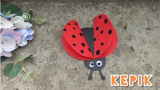 CARA MEMBUAT KEPIK DARI KERTAS | TEMA BINATANG SUB TEMA SERANGGA| HOW TO MAKE LADYBUG CRAFT