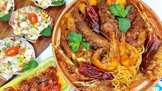 سباقيتي تونسية بالقرنيط‼️و غلال البحر مفوحة و مشخشخة Spaghetti tunisienne au poulpes&fruits de mer