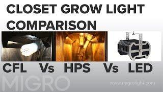 Closet grow light comparison CFL vs HPS vs LED