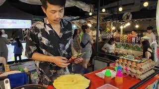 Vientiane Night Market Surprise | Delicious Omelette Rice Dish in Laos Capital