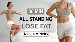 30 Min FULL BODY FAT LOSS | All Standing + No Jumping HIIT | Standing Abs | No Repeat