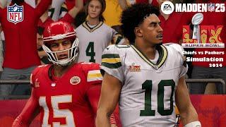 Madden 25 Super Bowl 59 Kansas City Chiefs vs Packers Sim 2024 Full 15 Minute Quarters Game Play