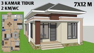 Desain Rumah 7x12 Meter 3 Kamar Tidur