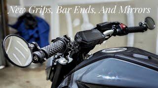 CRG Hindsight LS Mirrors + Rhinomoto Bar Ends + Bikemaster Grips Install! | 2021+ Yamaha MT-07 Mods