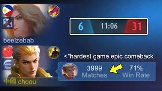 MY LAST MATCH BEFORE 4K MATCHES CHOU (super intense match) - Mobile Legends