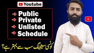 Public Private Unlisted and Scheduled Option in Youtube Video Fully Explained in Urdu