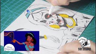 #draw  #101studio #quicksketch #horrordraw Jasmine - Aladdin Disney Princess transform to zombie