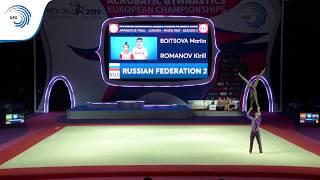 Maria BOITSOVA & Kirill ROMANOV (RUS) - 2019 junior Acro European silver medallists, balance