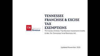 Franchise & Excise Tax - TN Investco Entities