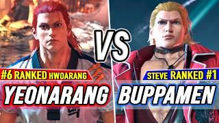 T8  Yeonarang (#6 Ranked Hwoarang) vs Buppamen (#1 Ranked Steve) & Yasamiru (Shaheen)