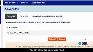 SBI INB: Generating form 15G/15H Online(Video created in August 2017)