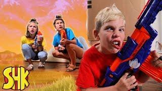 Forever Fortnite! Noah's Sneak Attack on his sisters | SuperHeroKids