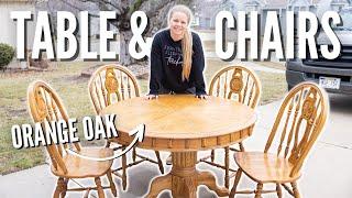 Outdated Orange Oak Table & Chairs Makeover | DIY Furniture Flip