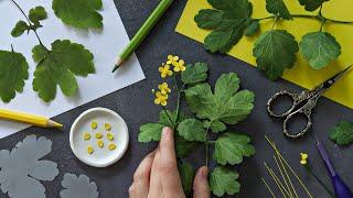 Paper Quilling Celandine Flowers - Experimenting with 0.5mm Wide Paper Strips and Pressed Leaves 