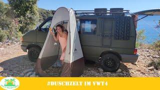 Wie duscht man im VW T4? Vorstellung unseres Duschzeltes von Flextailgear || #t4umbau