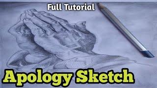 Apology | Complete Sketch Tutorial | Urdha Arts #Apology #Drawing