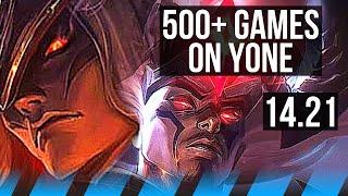 YONE vs YASUO (MID) | 500+ games, Dominating, 9/2/1 | KR Grandmaster | 14.21