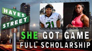 1st FEMALE, Toni Harris earns FULL FOOTBALL SCHOLARSHIP | #HayesStreet