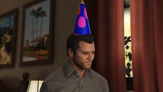 GTA 5 - Michael's Birthday invites Tracey, Jimmy ,Amanda, Franklin, Trevor!