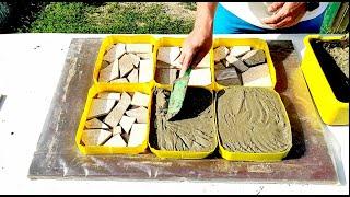 DIY Cement Garden Path DIY Paving Tile Crafts from cement and tile residue