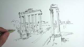 ASMR - Pen drawing of the forum in Rome