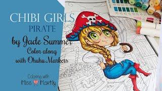 How to color with Alcohol Markers | Chibi Girls by Jade Summer |Pirate