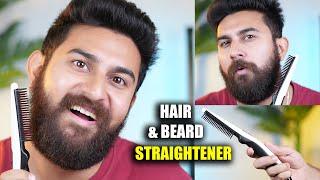 Trying Electric Hair Straightening Comb | HAIR & BEARD STRAIGHTENER FOR MEN | Beard Care Tips