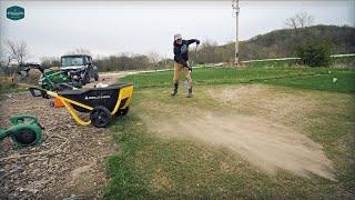 Sand Topdressing And Leveling Lawn To Mow Ryegrass Low