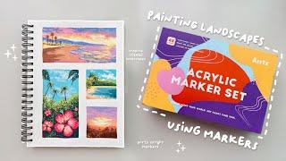  trying arrtx 48 acrylic paint markers  painting tropical landscapes! ️