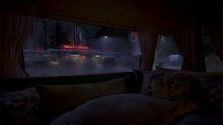 A Rainy Night Sleeping In A CamperVan At A Classic American Diner | Rain Sounds For Sleeping