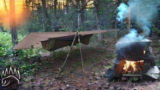Solo Hammock Camping∙Building a Stone Oven Campfire