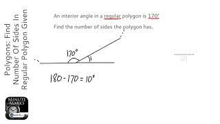 Polygons: Find Number Of Sides In Regular Polygon Given Interior Angle (Grade 4) - GCSE Maths