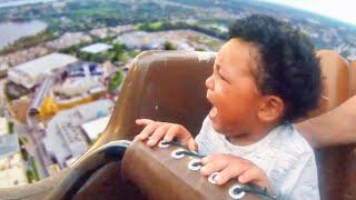 BIG BABY Rides BIG Roller Coaster