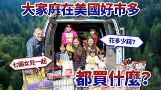 七個女兒的家庭在美國好市多花多少錢呢？會買什麼？ What Does Family of 7 Girls Buy at Costco in America? Guess How Much $$$ !