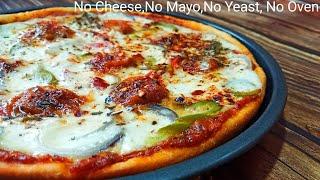 Pizza|No Cheese,No Yeast,No Oven lockdown Pizza Recipe With Home Available Ingredient|White Sauce