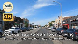 【4K60】 Driving - New Jersey Korean Town (Ridgefield, Palisades Park, Leonia and Fort Lee)