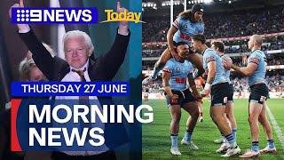 Julian Assange returns home; Blues thrash Queensland in Origin masterclass | 9 News Australia