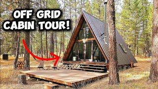 We Built an A-frame Cabin! - FULL TOUR of Our Tiny Off Grid Cabin