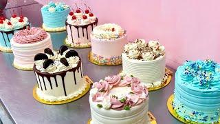 Decorating 9 Cakes in LESS than an HOUR! | Unedited Cake Decorating Video 4K