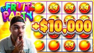 I HIT MY BIGGEST RECORD WIN ON FRUIT PARTY! (INSANE)