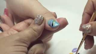 Peacock Feathering Nail Art Effect