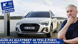 Audi A3 allstreet 40 TFSI e Plug in Hybrid mit bis zu 185 km elektrischer Reichweite