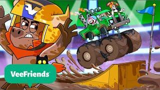 Big Wheels, Big Lessons: Monster Trucks in Action! | + More | VeeFriends Cartoon Video Compilation